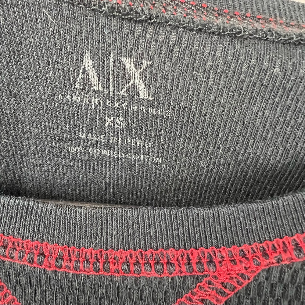 Armani Exchange Waffle Knit Black Long Sleeve Shirt Logo Size SX - Picture 5 of 7